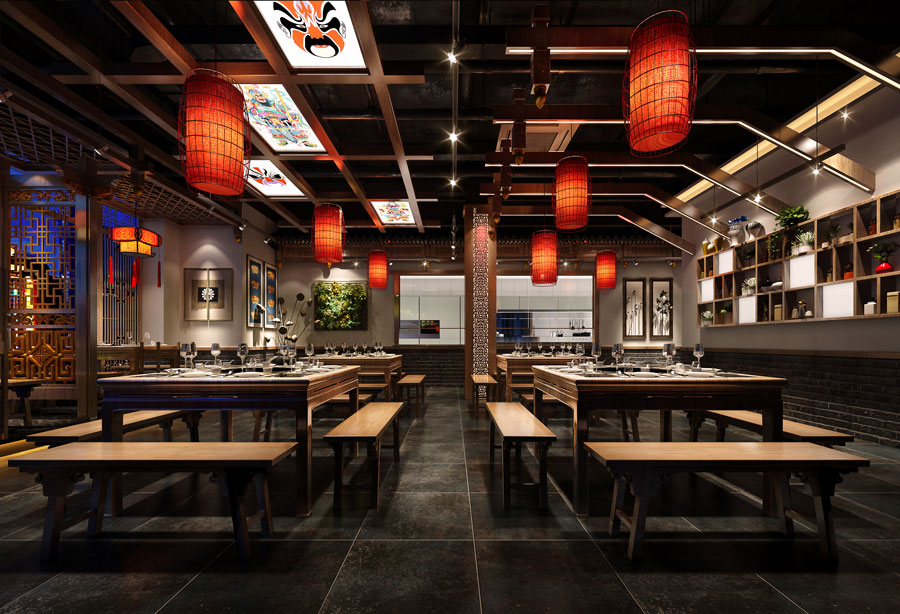 中式风格火锅店装修效果图