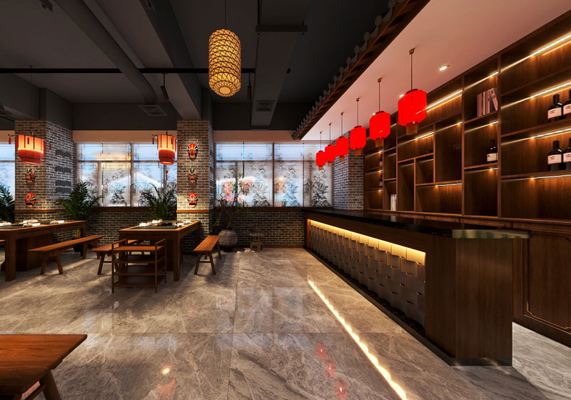 复古风火锅店设计图